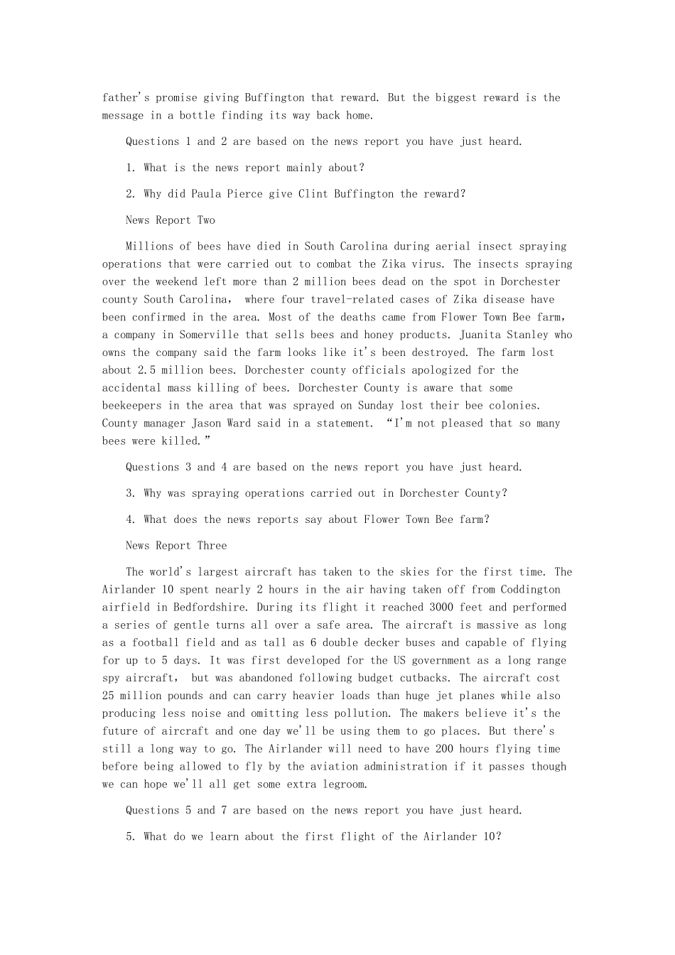 2025年四级6月英语四级考试真题及考试答案_第2页