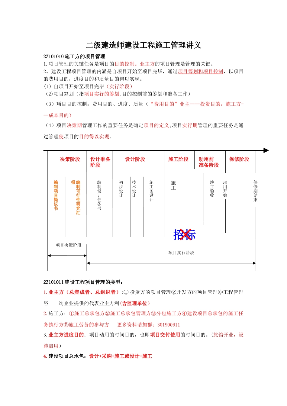 2025年二级建造师施工管理新版重点笔记_第1页