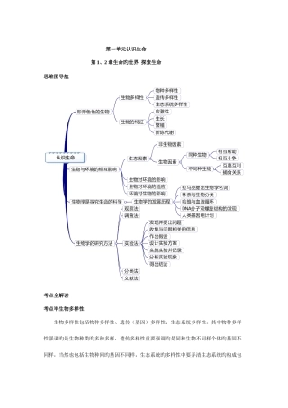 2025年七年级生物上下册思维导图和知识点