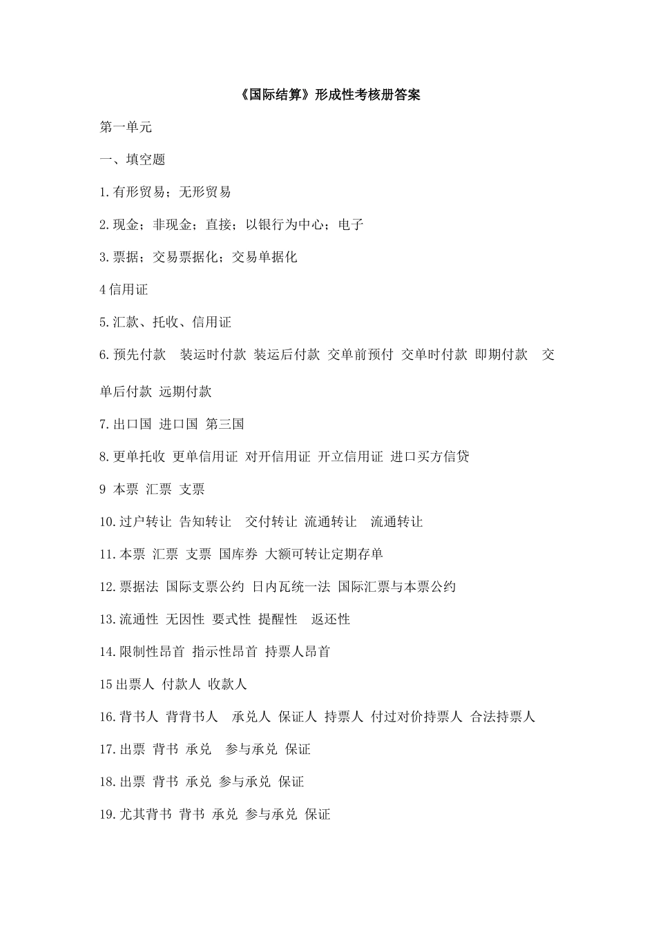 2025年国际结算形成性考核册答案_第1页