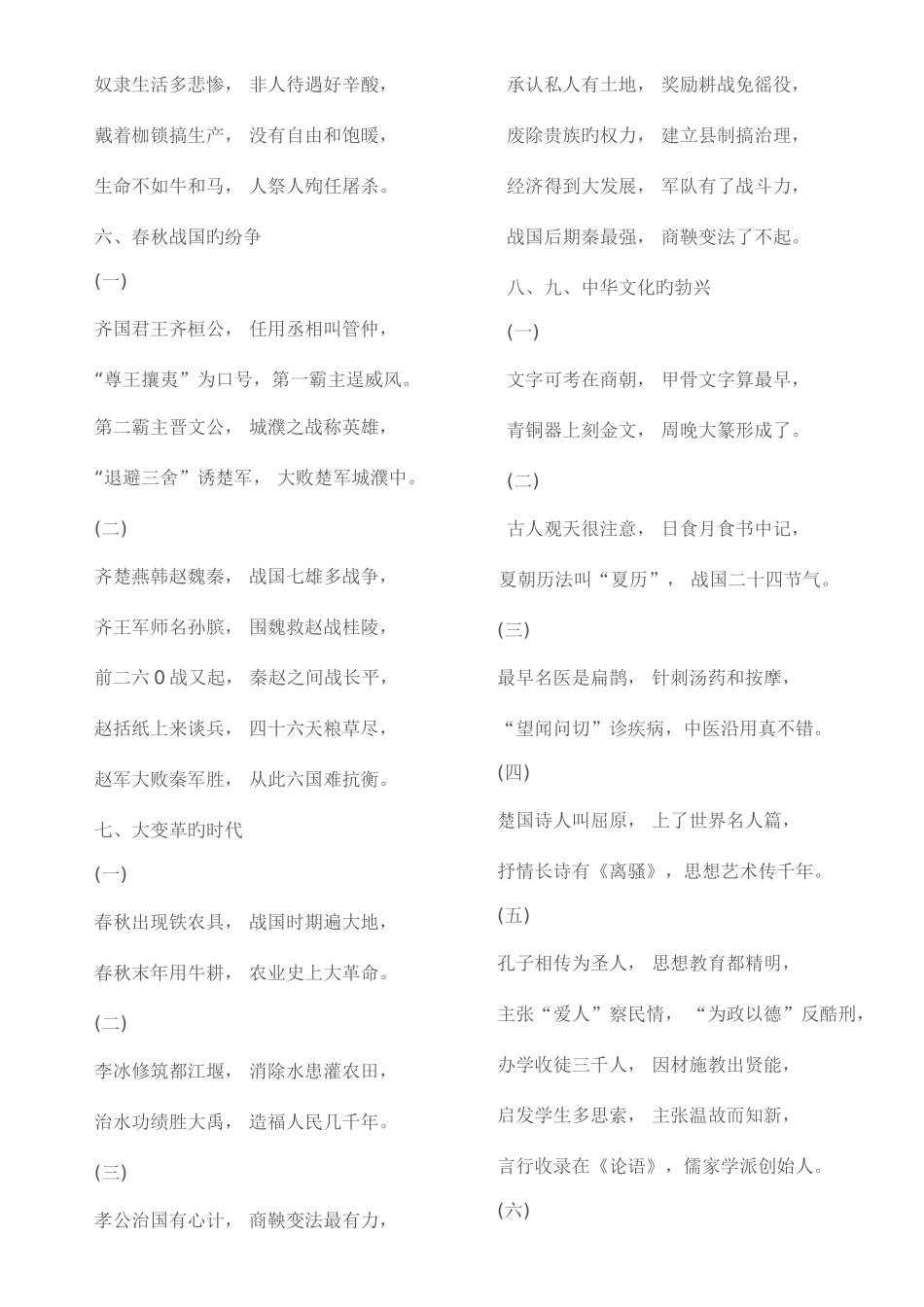 2025年历史知识点顺口溜_第2页