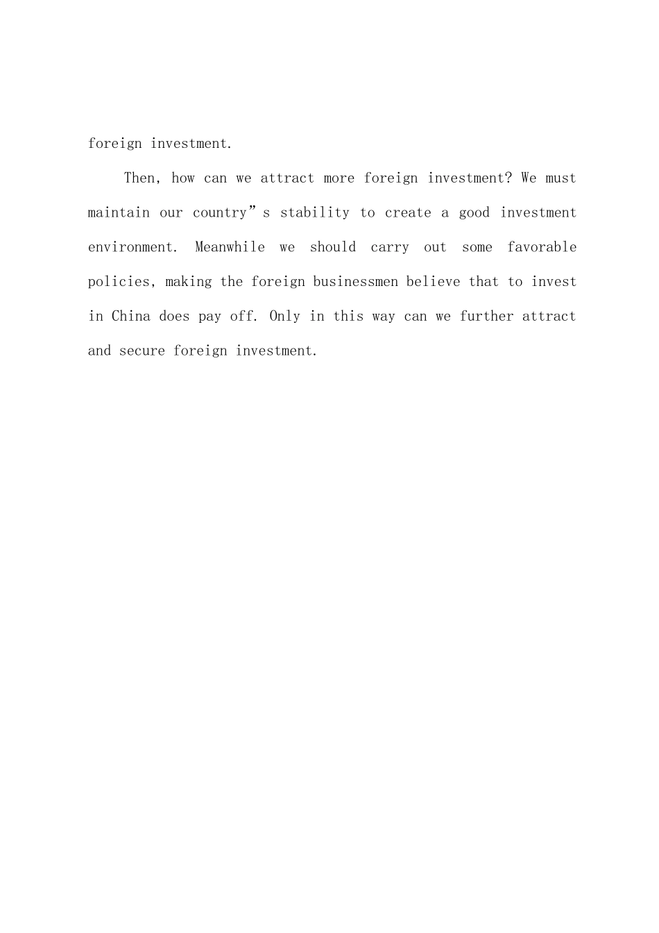 2025年成人高考专升本英语作文ForeignInvestment_第2页