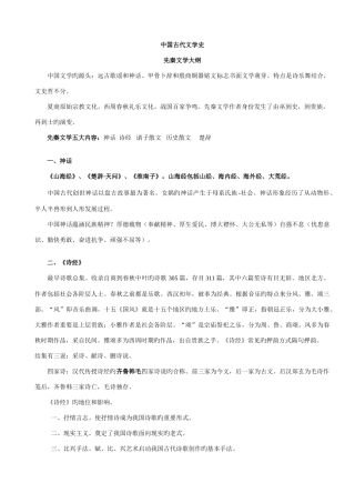 2025年中国古代文学史学习要点考前必背