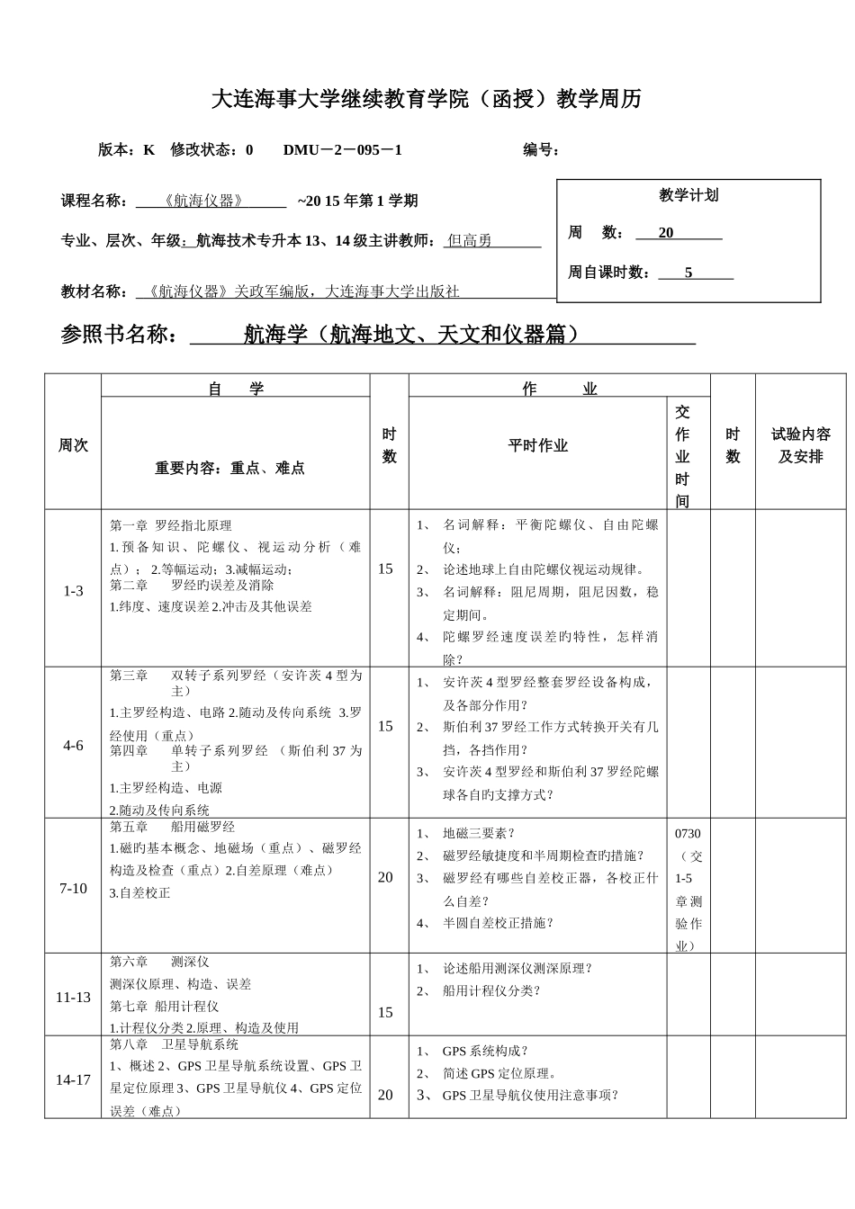 2025年大连海事大学继续教育学院函授教学周历_第1页