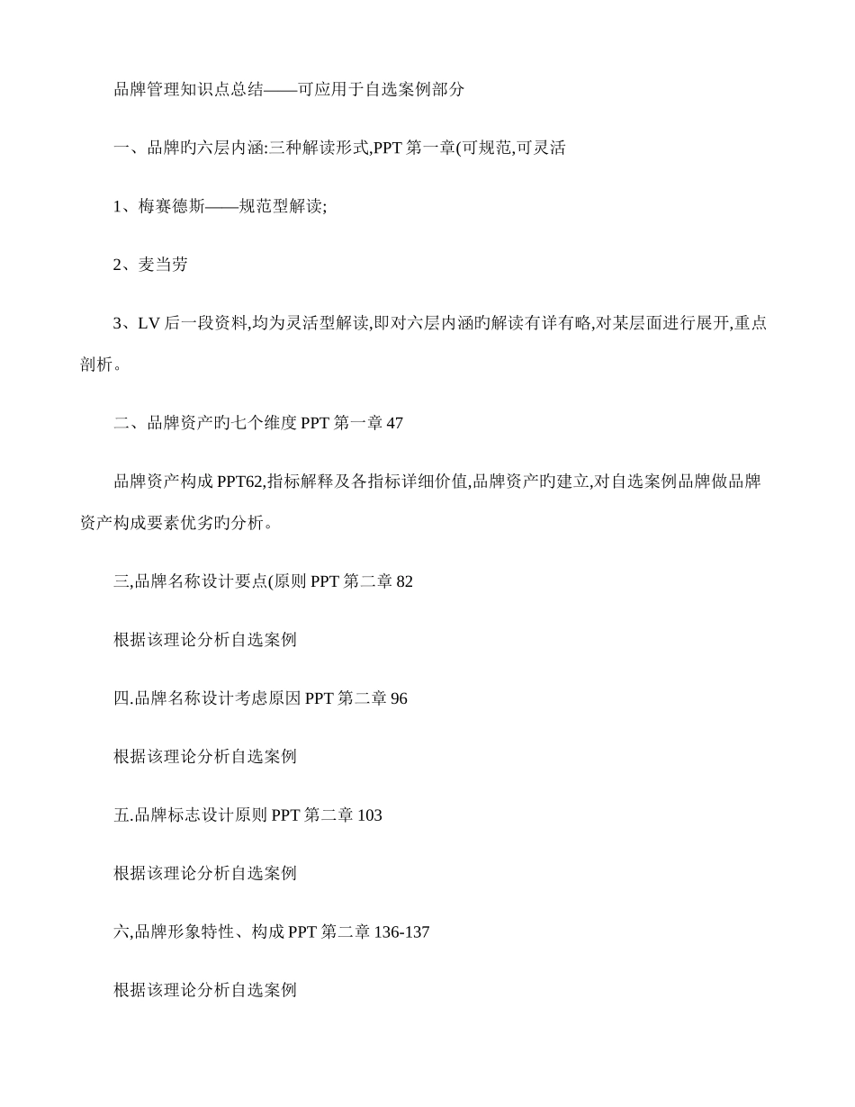 2025年品牌管理知识点总结_第1页