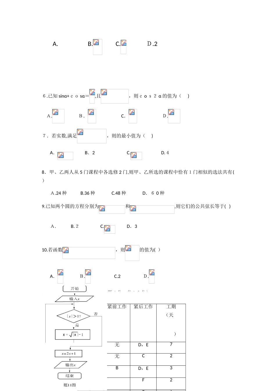 2025年江苏对口单招高考试卷数学_第2页