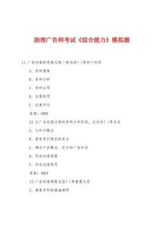 2025年助理广告师考试综合能力模拟题