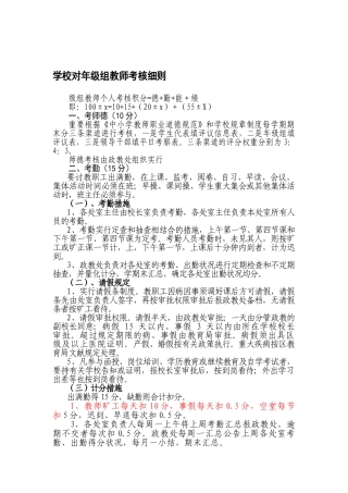 2025年学校对年级组教师考核细则