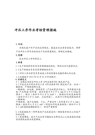 2025年冲压工序作业考核管理办法