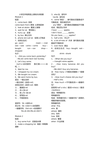 2025年外研社小学五年级英语上册知识点梳理