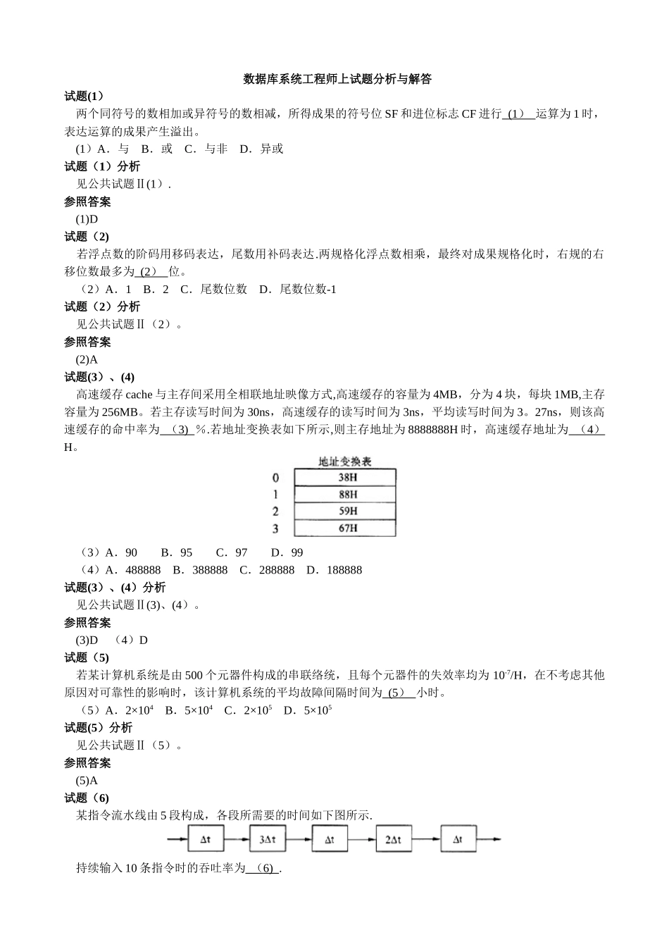 2025年软考数据库系统工程师上午题真题与答案汇总_第1页
