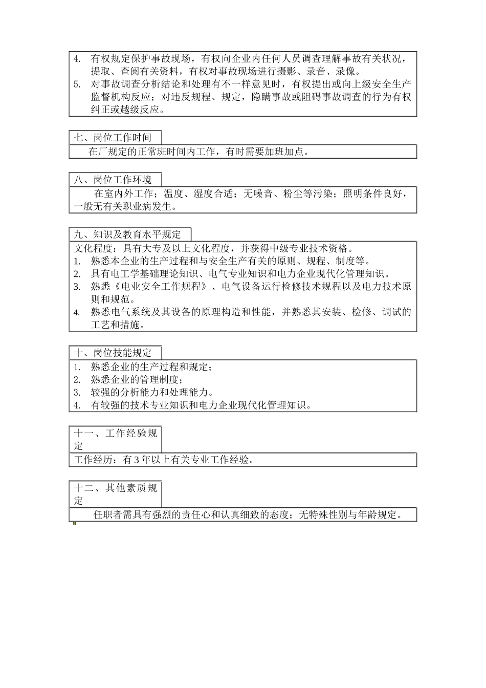 2025年岗位说明书分场安全员_第3页