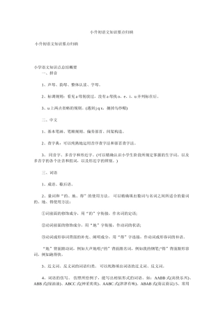 2025年小升初语文知识要点归纳