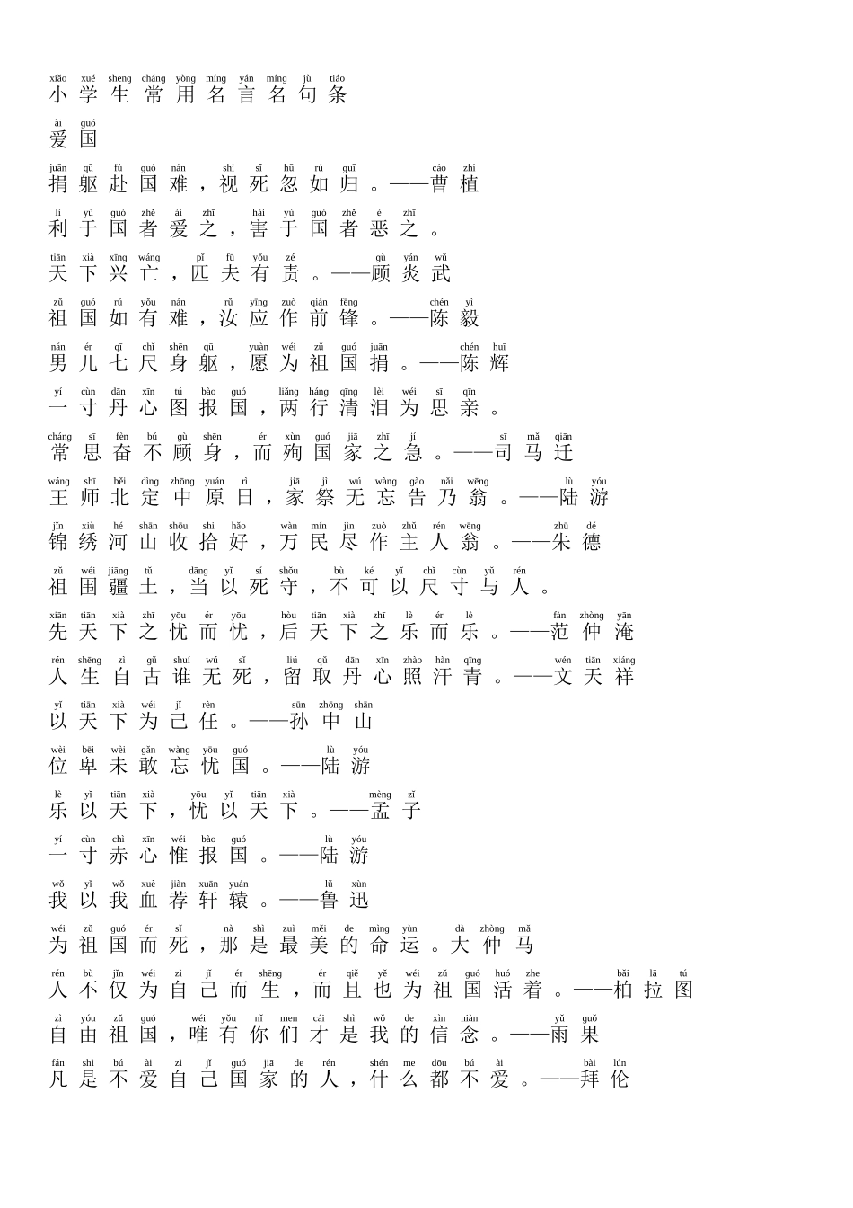 2025年小学名言警句200句拼音版电子教案_第2页