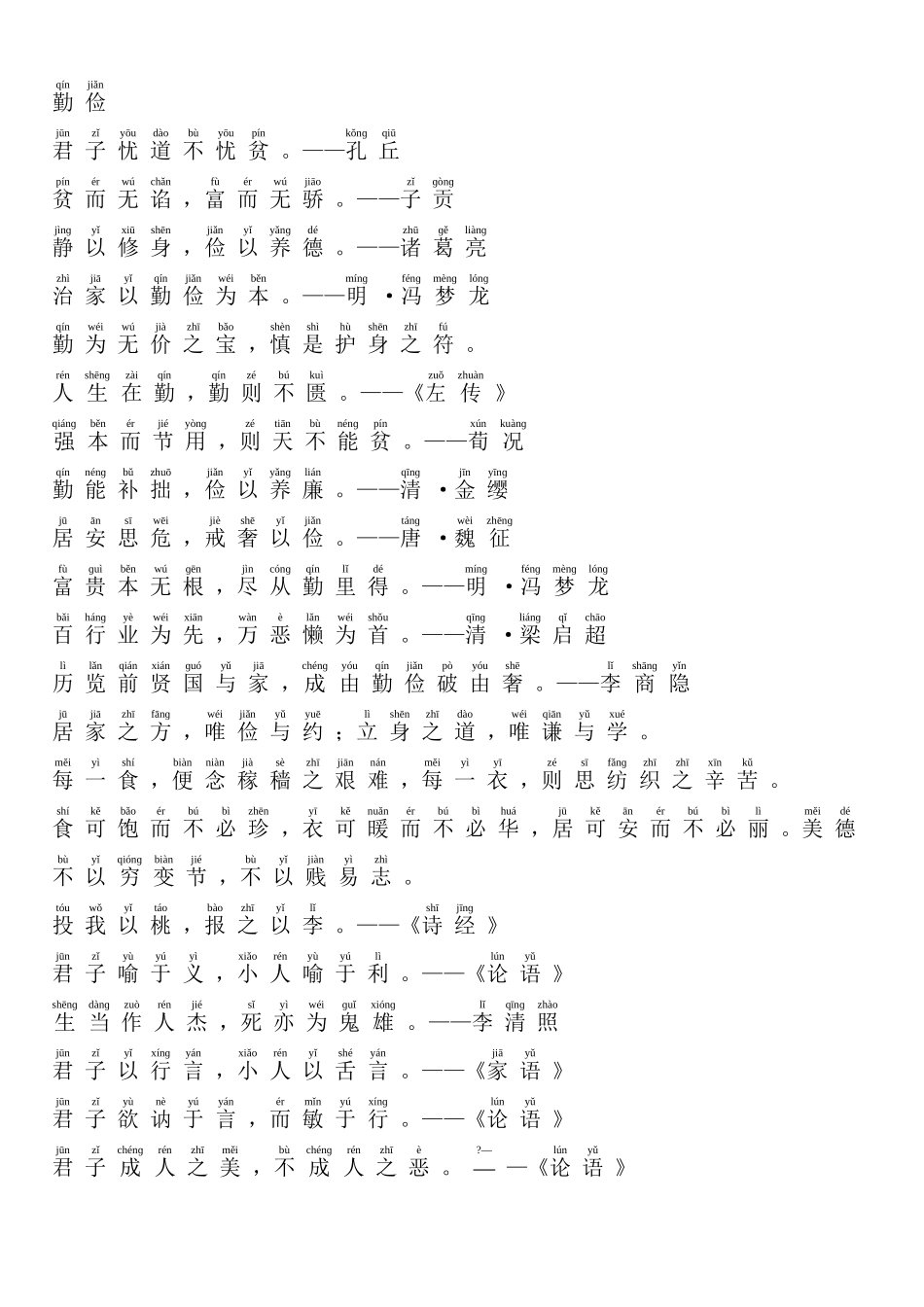 2025年小学名言警句200句拼音版电子教案_第3页