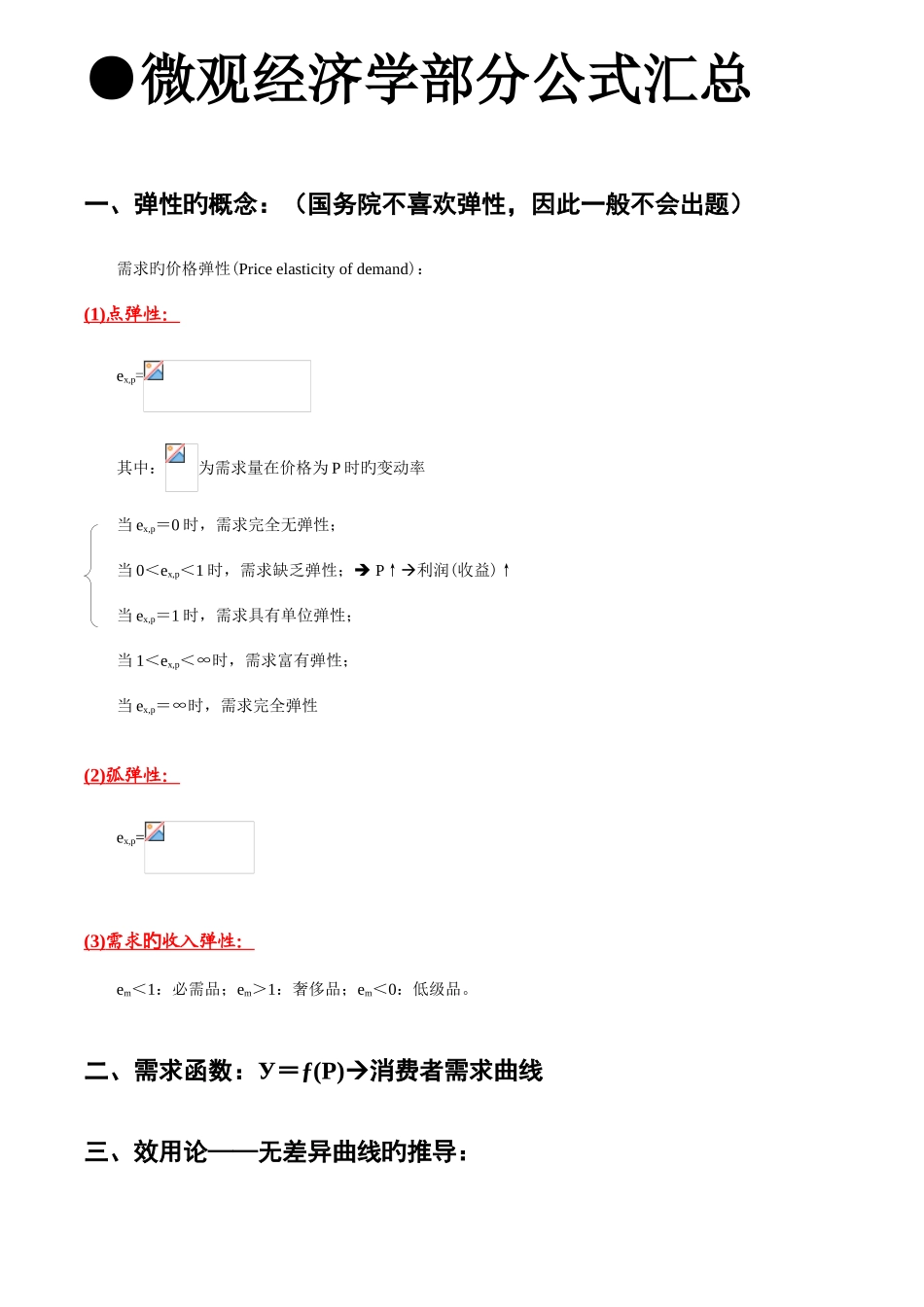 2025年同等学力经济学微观经济学部分公式汇总_第1页