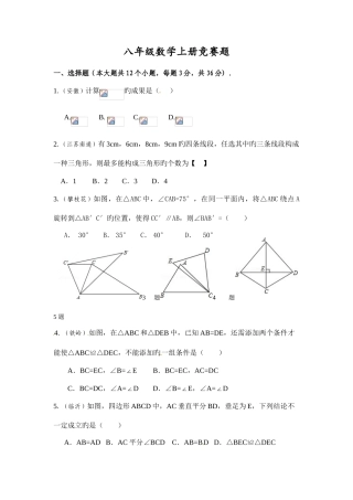 2025年八年级数学上册竞赛题