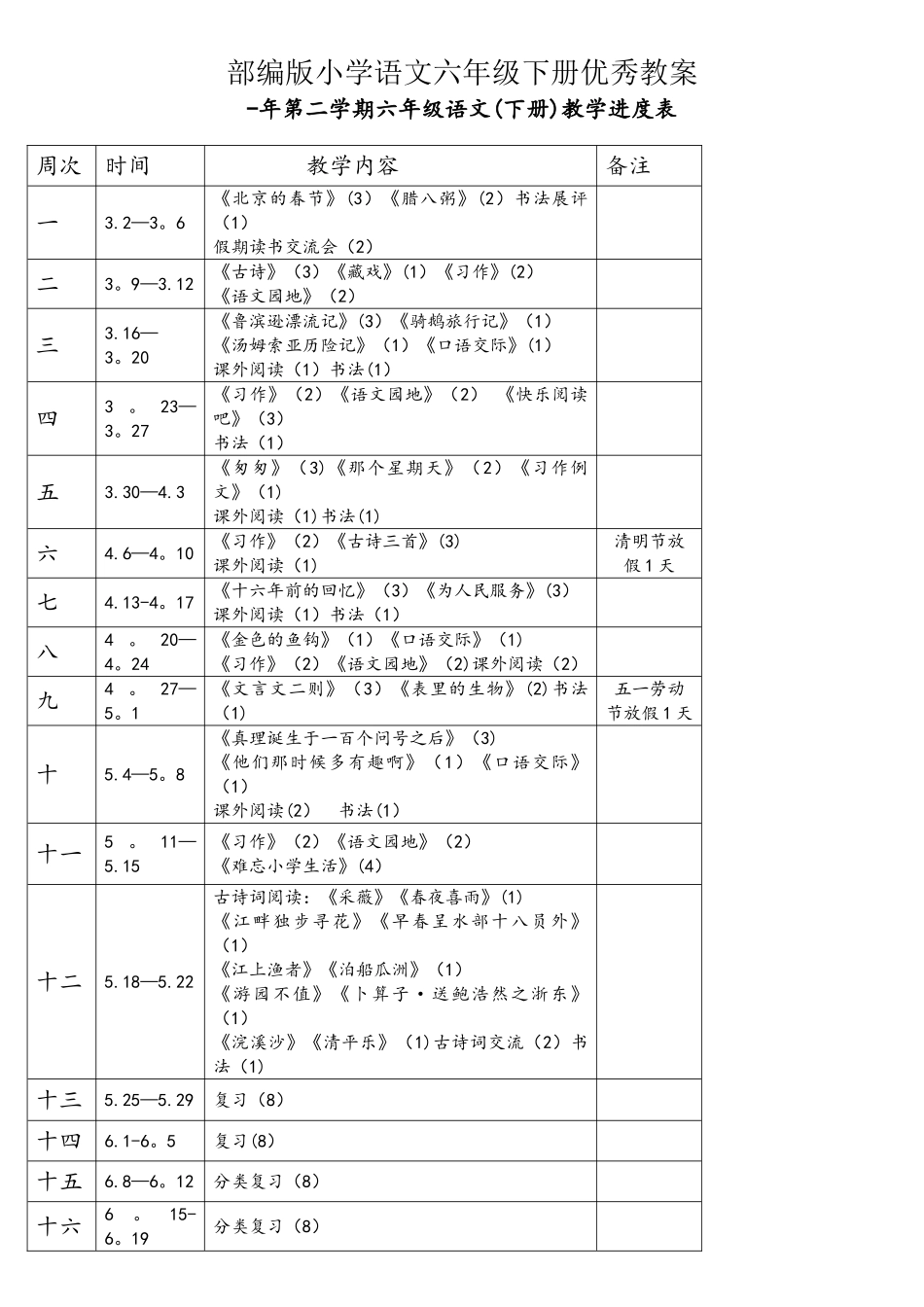 2025年部编版小学语文六年级下册优秀教案全册_第1页