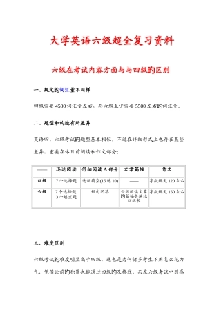 2025年大学英语六级精华版复习资料