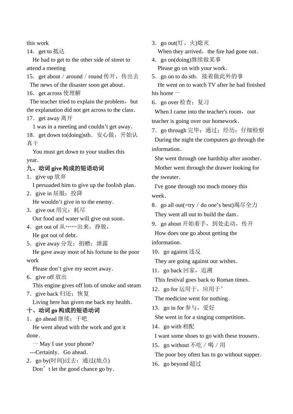 2025年高考必背英语短语动词搭配附例句二_第2页