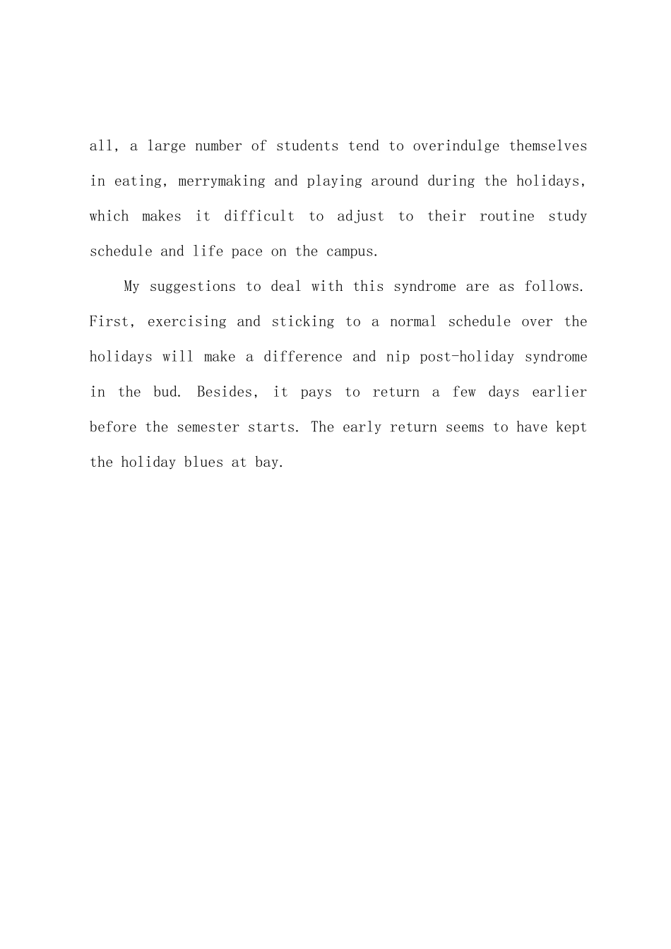 2025年大学英语四级作文预测范文假期综合症_第2页