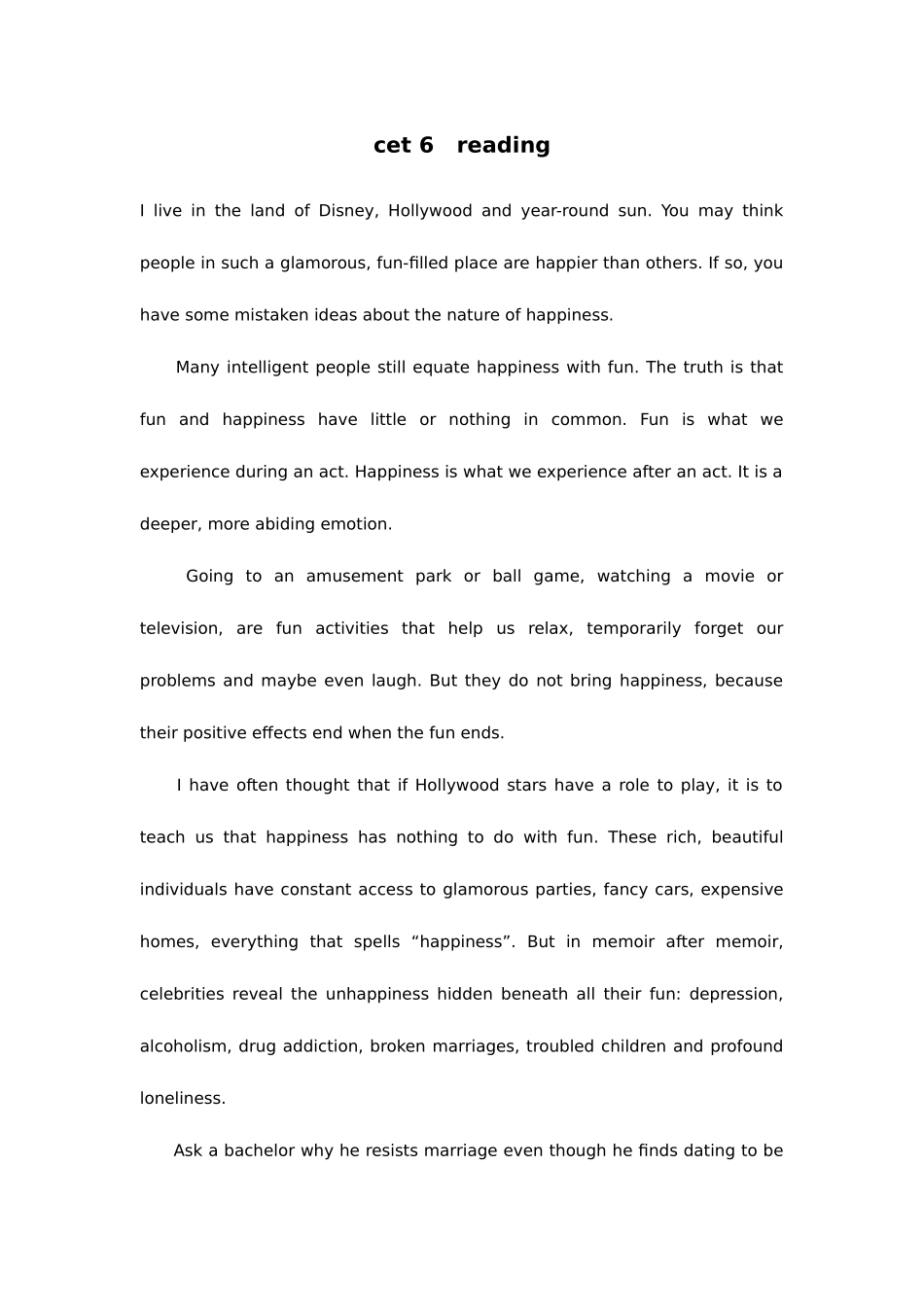 2025年大学英语六级阅读练习题整理_第1页