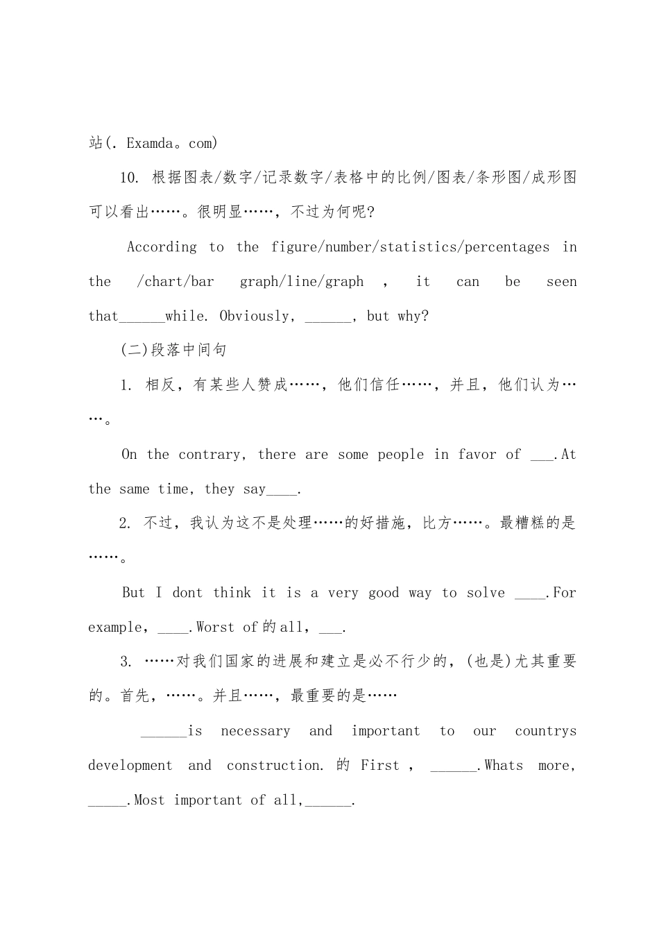 2025年六级写作指导常见模板句型举例_第3页