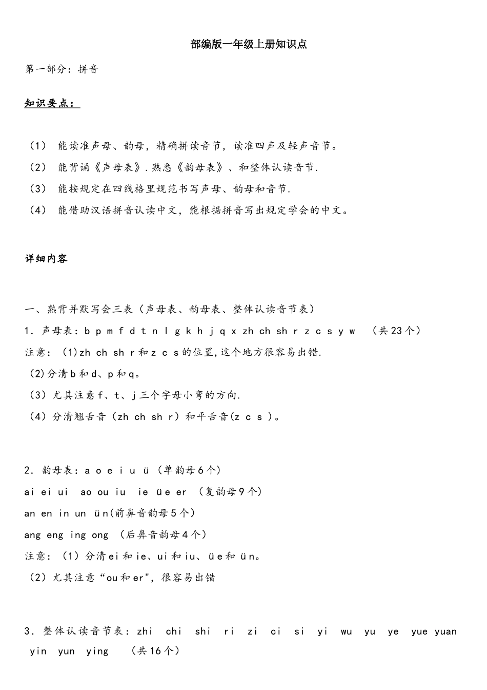 2025年新版统编部编版小学一年级上册语文知识点汇总_第1页
