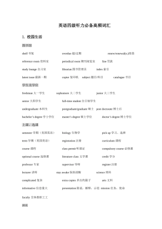 2025年大学英语四级听力高频词汇