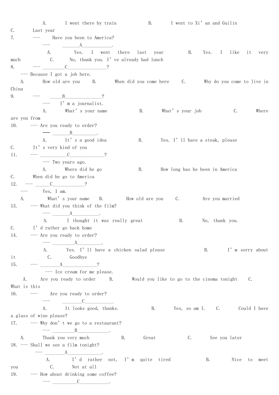 2025年电大开放英语I2期末考试复习资料答案_第3页