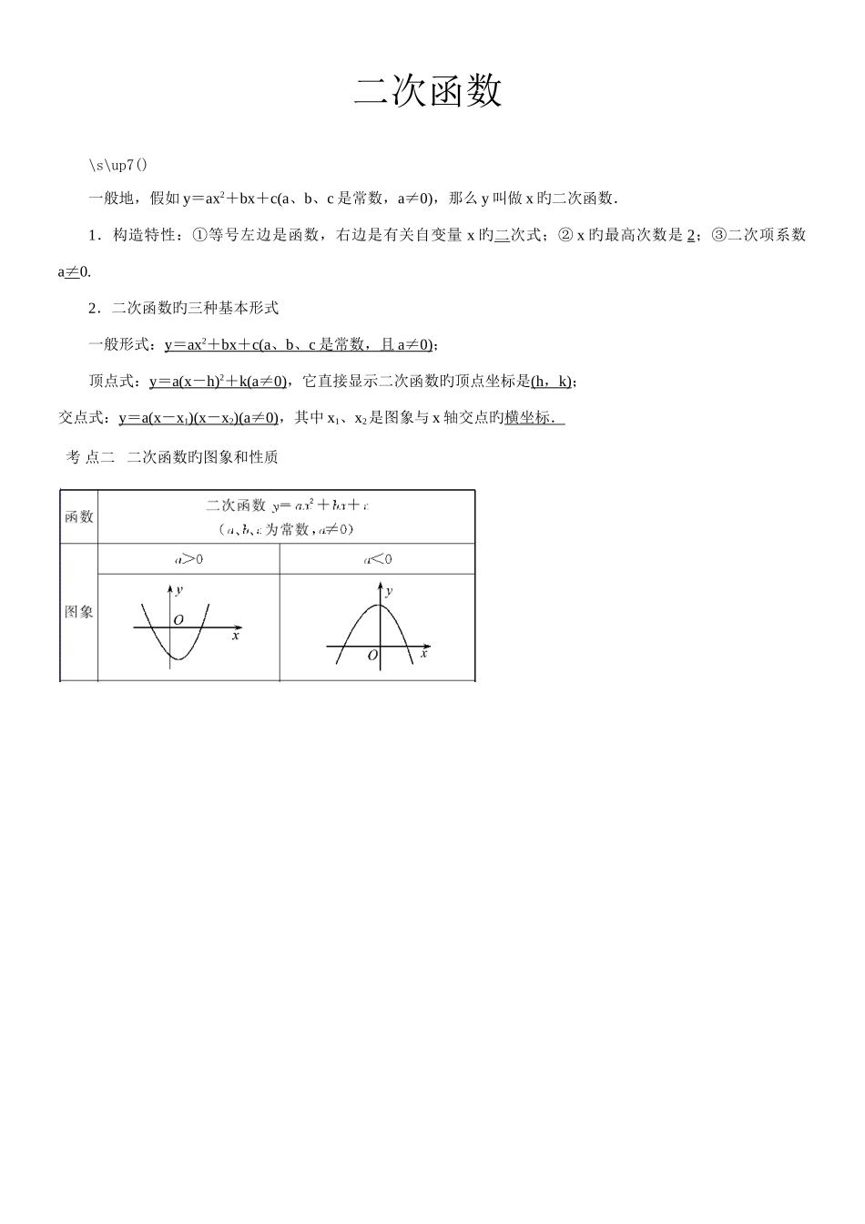 2025年二次函数基本知识点梳理及训练_第1页