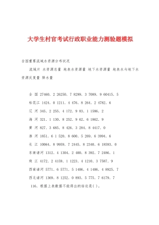 2025年大学生村官考试行政职业能力测验题模拟