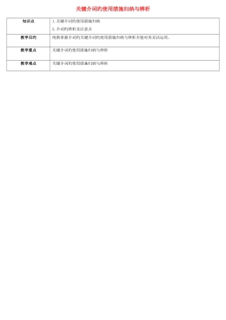 2025年天津学大教育信息咨询有限公司中考英语专题复习核心介词的用法归纳与辨析教案