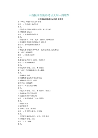 2025年中西医助理医师考试大纲—药理学