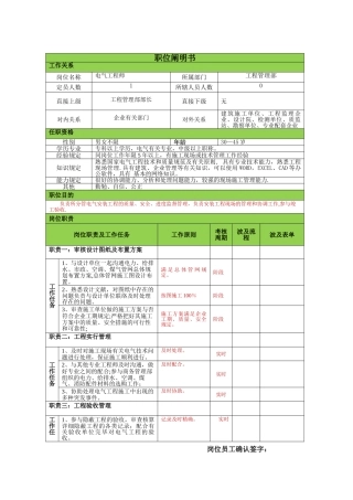 2025年电气工程师岗位说明书3.0版