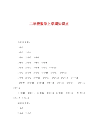 2025年二年级数学上学期知识点