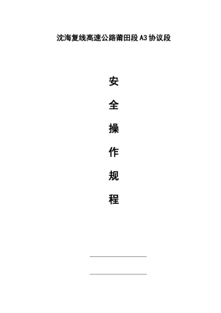 2025年安全操作规程全套资料可以打印缺隧道