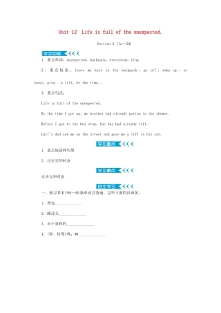 2025年九年级英语全册Unit12Lifeisfulloftheunexpected学案新版人教新