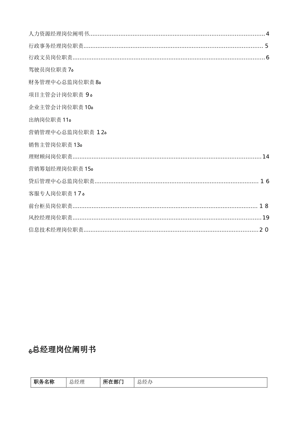 2025年资产管理公司全套岗位说明书范本_第2页