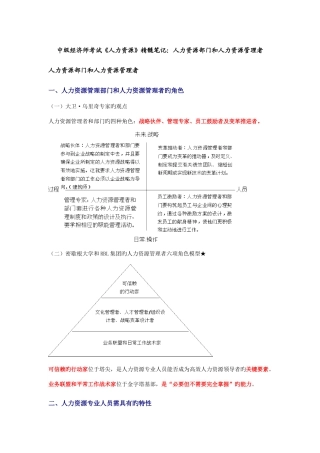 2025年中级经济师考试人力资源精华笔记人力资源部门和人力资源管理者