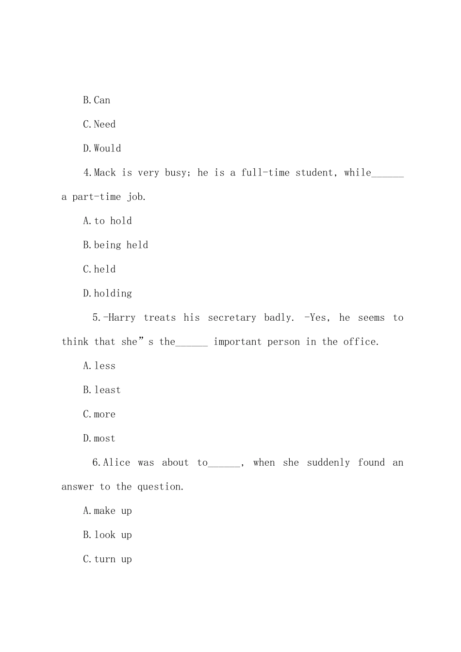 2025年公共英语二级考试试题及答案一_第2页