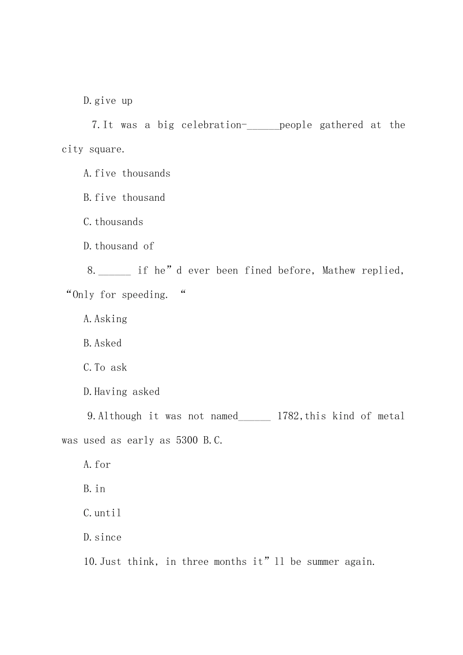 2025年公共英语二级考试试题及答案一_第3页