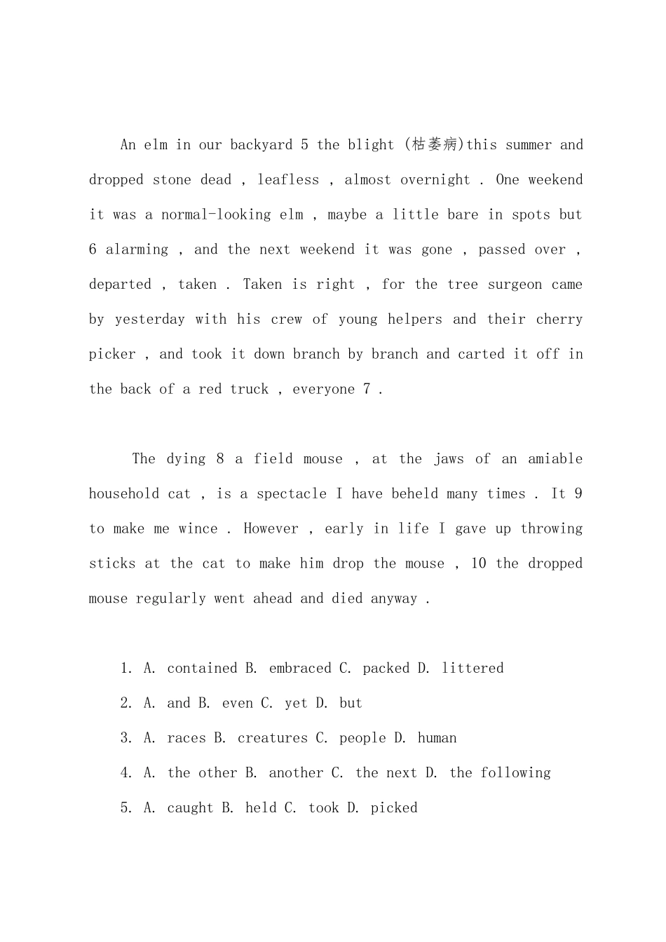 2025年同等学力英语完形填空模拟题_第2页