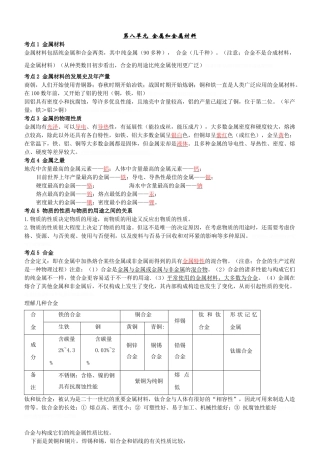 2025年第八单元金属和金属材料知识点总结