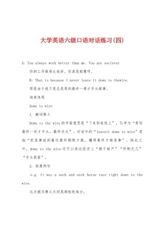 2025年大学英语六级口语对话练习四