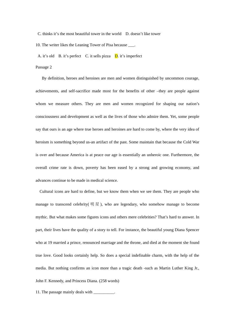 2025年大学英语B网考真题附参考答案_第3页