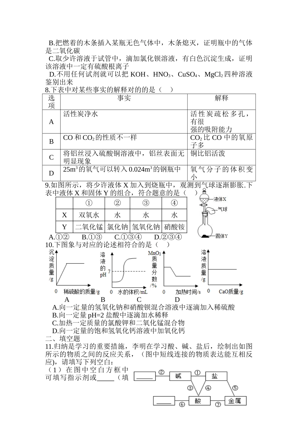 2025年中考化学第一轮复习考点专题练习_第2页