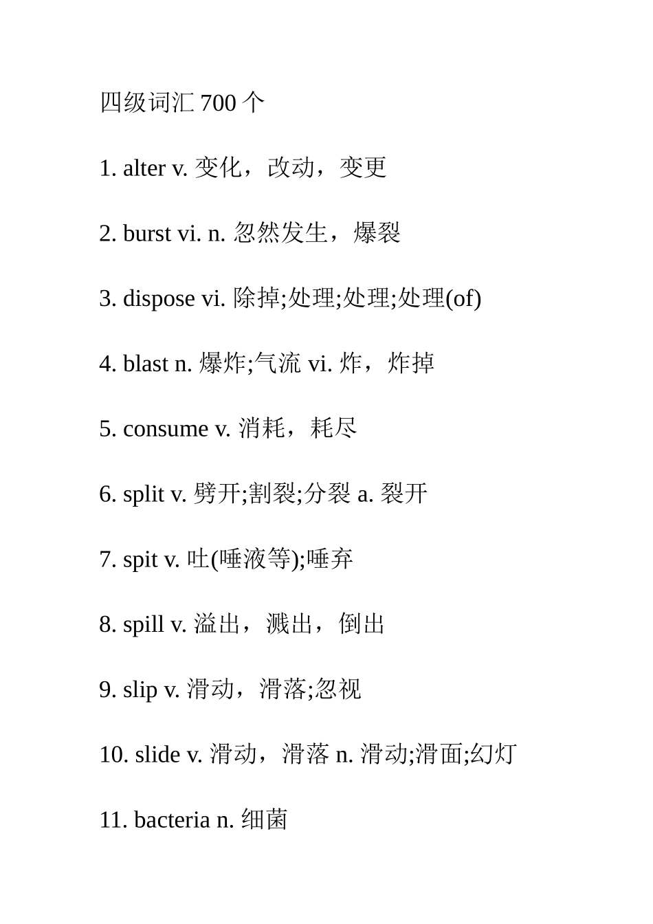2025年四级词汇精简个_第1页