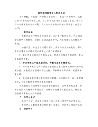 2025年教师继续教育个人研训总结
