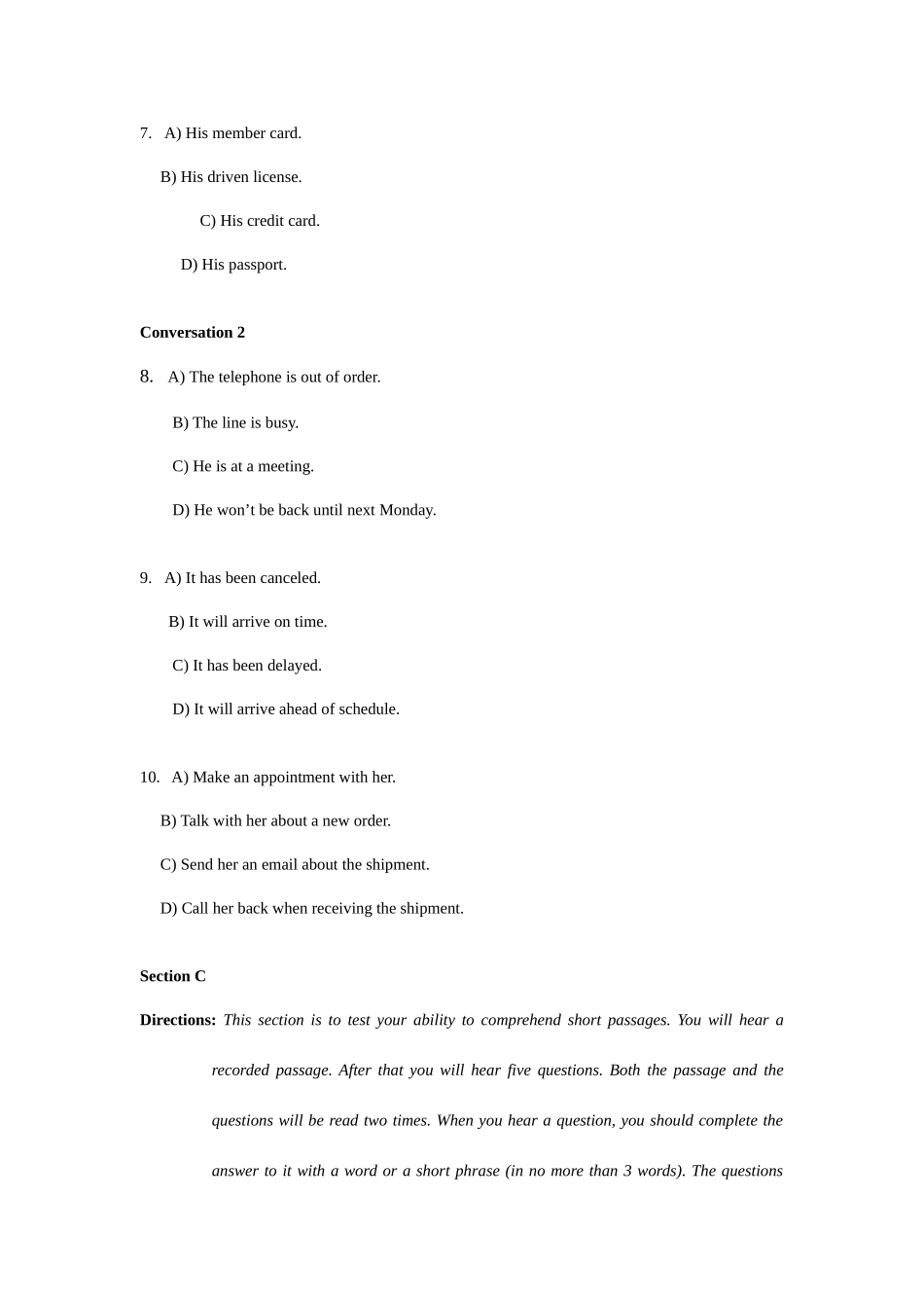 2025年大学英语三级A真题及答案_第3页